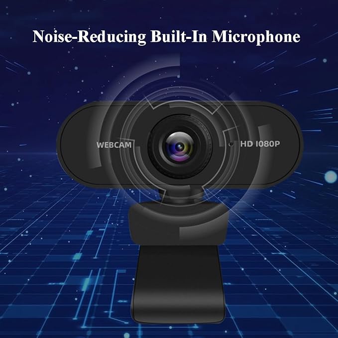 GIZNXBA Webcam with Microphone for Streaming HD Light Correction Noise Cancellation Autofocus Plug &amp Play USB Webcam for Laptop Desktop Streaming(1080P)