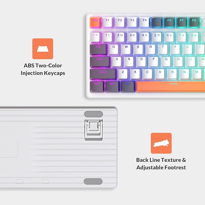 ZIYOULANG K3 Mechanical Gaming Keyboard and Mouse Combo - 98Key RGB Backlit Blue Switch Ultra-Light Honeycomb Shell Mouse Compact Design Wired Coiled Cable for PC/Mac/Windows (White)