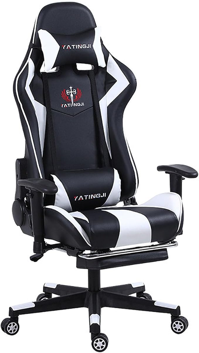 JSWHYBD Gaming Chair with Foot Rest Computer Chair E-Sports Chair Three-Level Explosion-Proof Gas Pole Large Angle Latex Recliner Suitable for Home Office Game Live Streaming Internet Cafe Game Room