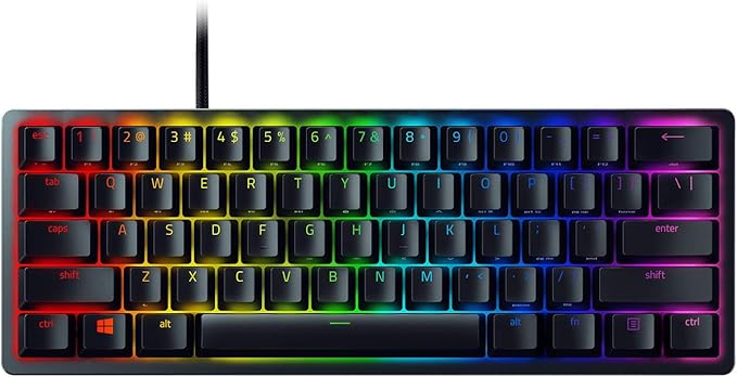 Razer Huntsman Mini 60% Gaming Keyboard + Ergonomic Wrist Rest for Mini Keyboards Bundle: Linear Optical Switches - Classic Black