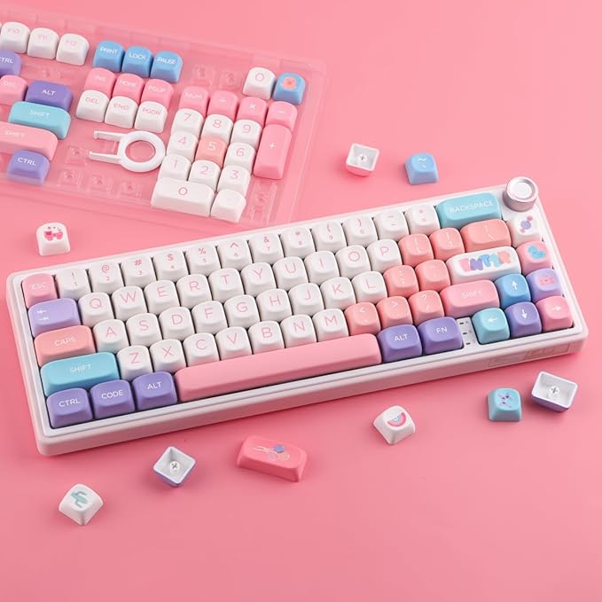 PBT Keycaps 126 Keys MOA Profile Keycaps Dye-Sublimation Balloon Cute Keycap Custom Keycap Set for Cherry Gateron MX Swithes Mechanical Keyboards