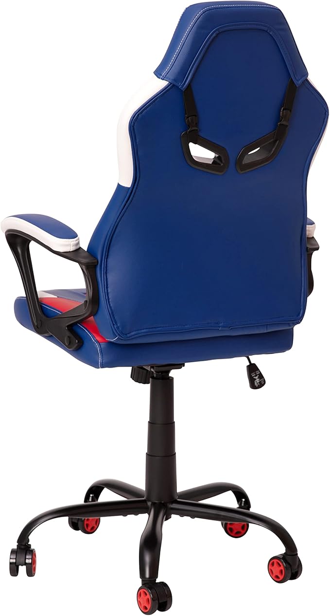 Flash Furniture Stone Ergonomic PC Office Computer Chair - Adjustable Red &amp Blue Designer Gaming Chair - 360° Swivel - Red Dual Wheel Casters