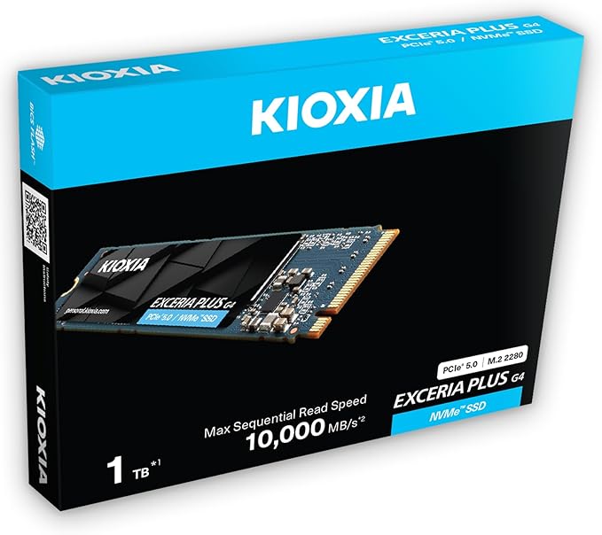 Kioxia EXCERIA Plus G4 NVMe SSD 1TB Internal SSD PCIe Gen5 x4 Read 10000MB/s Write 7900MB/s PCIe 4.0 Backward Compatible for Gaming Decops and Laptops Black Blue