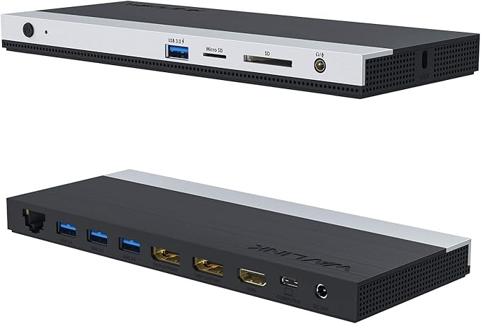 WAVLINK USB C Docking Station13-in-1 Triple Display Type C Adapter for MacBook ProDell XPS 13/15HPLenovo Yoga(2 DisplayPortHDMIEthernet4 USB 3.0SD/TF Card ReaderPhone JackDC Jack)