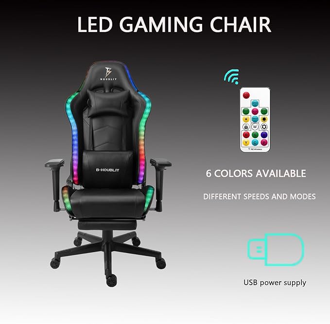 TBQATNTS Massage Computer Gaming Chair with Bluetooth Speakers 90-180° Adjustable Backrest Gaming Chair with LED Lights Footrest 4D Armrest Video Gaming Chair for GiftPink