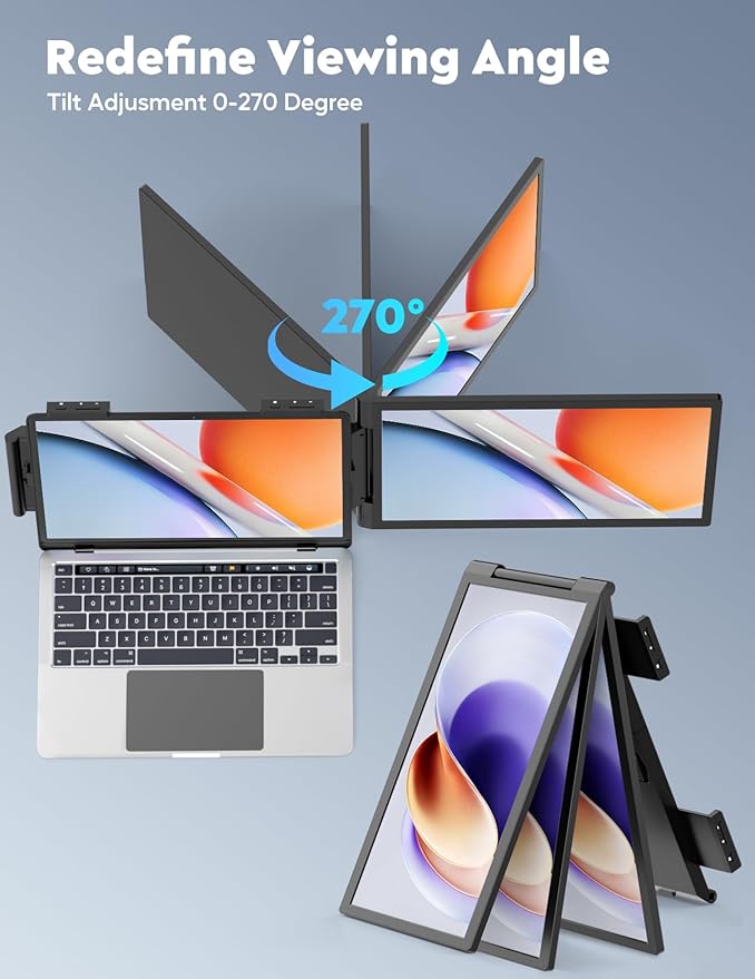 Laptop Screen Extender14 FHD 1080P IPS Dual ScreenAttachment Screen Extended Extra Screen Portable Monitor for Laptops 14-16 with USB-C/HDMI Port Plug n Play for Windows/Mac/Android/Switch/PS5