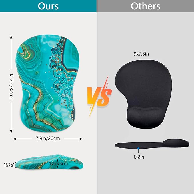 Mouse Pad Wrist Support Ergonomic Mouse Pad with Wrist Rest Comfortable Computer Mouse Pad for Laptop Pain Relief Mousepad with Non-Slip PU Base Green