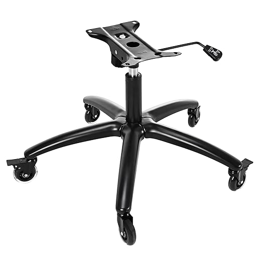 Frassie 28 Inch Office Gaming Chair Metal Base Set Replacement Part Wide Chair Legs with Bottom Plate Stand Cylinder 2 Wheels with Brake