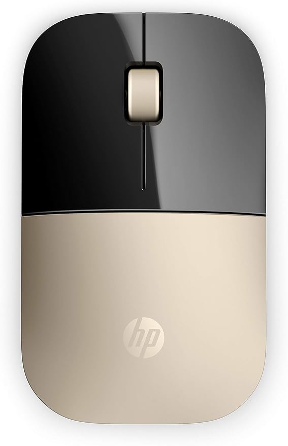 HP Z3700 Gold 2.4 GHz USB Slim Wireless Mouse with Blue LED 1200 DPI Optical Sensor Up to 16 Months Battery Life