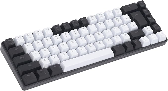 Membrane Gaming Keyboard with 68 Keys Contrast Color Mechanical Feel for Entertainment and Working with USB Connection System (Black and White)