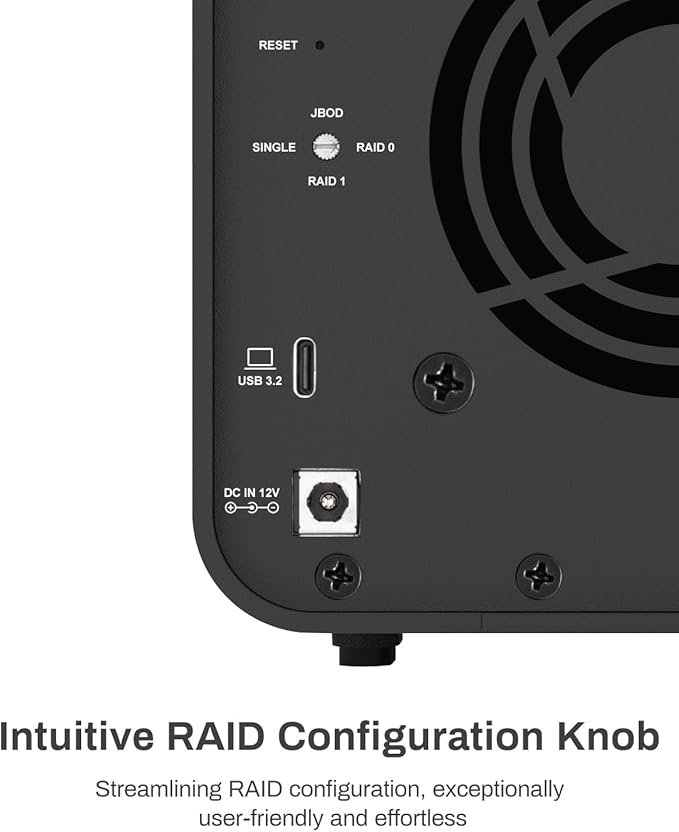 TERRAMASTER D2-320 USB RAID Enclosure - USB 3.2 Gen 2 10Gbps Type C 2Bay Direct Attached Storage Supports RAID 0 1 Single JBOD (Diskless)