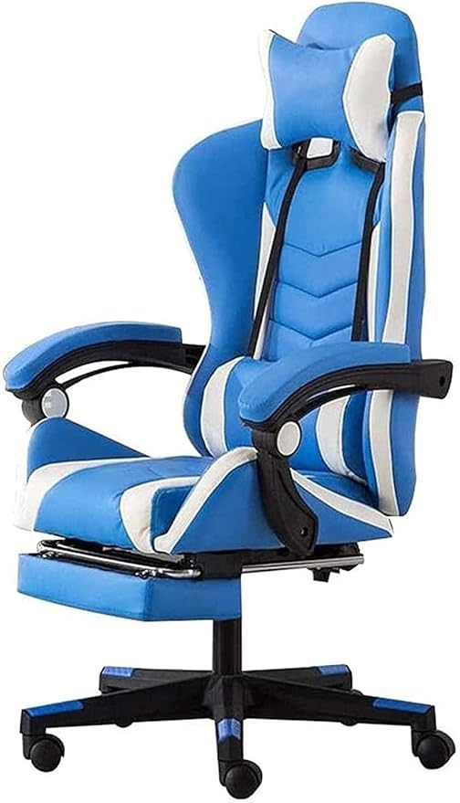 Chair Office Chair for HomeComfortable Lift Swivel Chair Office Chair E-Sports ChairHigh Back Gaming Chair Adjustable Office Chair with Footrest Computer Chair Kneeling ChairOrange (Color : Blue)