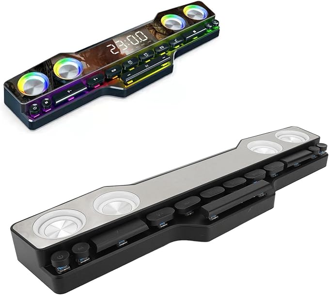 Computer Speakers for PC Desktop RGB Gaming PC Sound Bar with Keyboard Shaped Switch Buttons SupportsAUX CableMemory CardUSB Drive Playbacks
