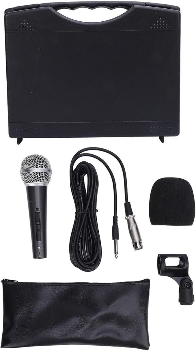 AMAKO Wired Dynamic Microphone:Cardioid Handheld Microphone Setfor Speakers Mixers and Amplifiersfor Clear Recording Effects (Black)