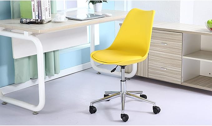 Mlaea Apartment Dining Chair Classroom Dormitory Hotel Chair with Rolling Wheels Backrest Computer Racing Gaming Chair 48 * 43 * 86-96CM(Color:#4)
