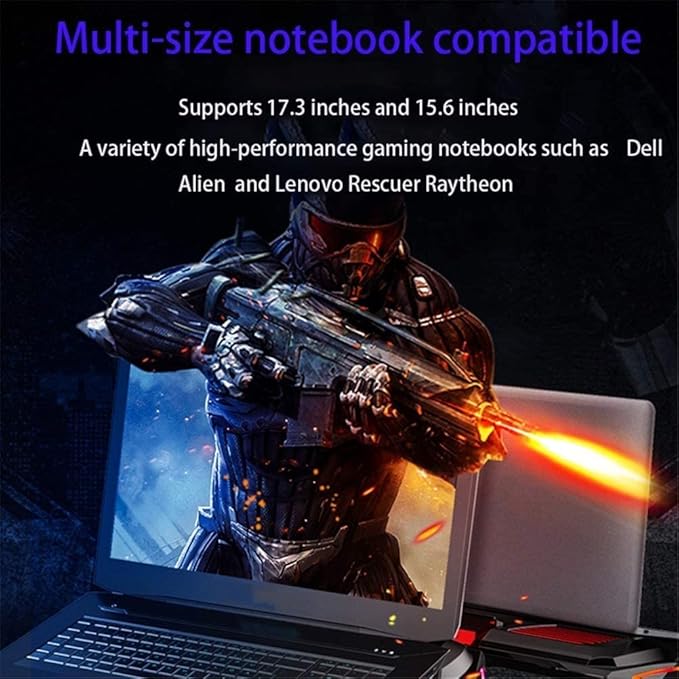 Laptop Cooling Pad for 17.3 Inch Gaming Laptop Cooler Pad with Dust Filter Flexible Rubber Ring Colorful Lights Powerful Air Flow Cooling Pad (Color : Rainbow Version) (Rainbow Version)