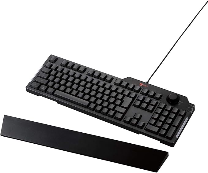 Elecom TK-G02UMBK Wired Gaming Keyboard with Detachable Wrist Rest Volume Dial Membrane Full Key Black