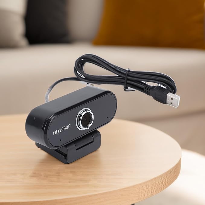 Full HD 1080P USB Webcam Computer Camera with Noise Reduction Mic 120° Wide Angle Lens Plug and Play 360° Rotation for Video Conferencing