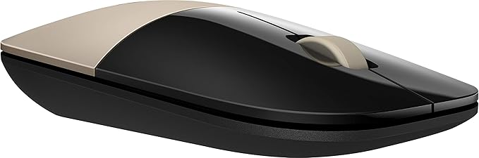 HP Z3700 Gold 2.4 GHz USB Slim Wireless Mouse with Blue LED 1200 DPI Optical Sensor Up to 16 Months Battery Life