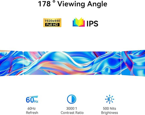 11.26 Mini Monitor FHD 1920x440 Small Wide Monitor for PC Case LCD Screen IPS Display with HDMI &amp Type-C for Raspberry Pi Laptop CPU GPU Temperature Aida64 Monitoring