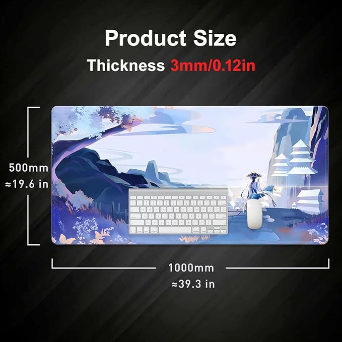 Genshin Impact Gaming Mouse Pad - Large Durable Non-Slip Natural Rubber Base - Anime Design for Office and Home