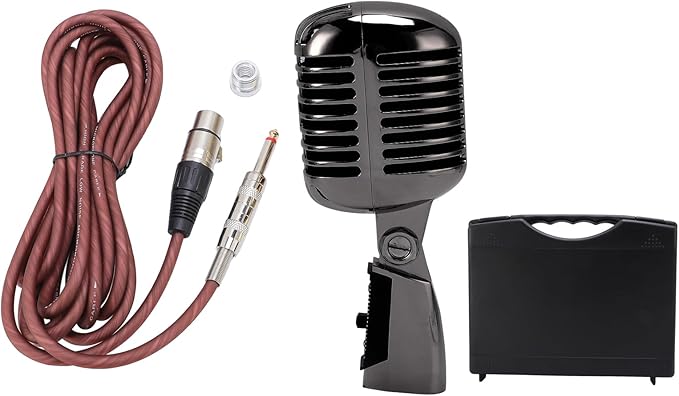 Dpofirs Dynamic Microphone with Rugged Design and Cardioid Pickup - Studio Quality Sound for Live Performances and Singing Plug and Play Shockproof Structure (Gunmetal Grey)