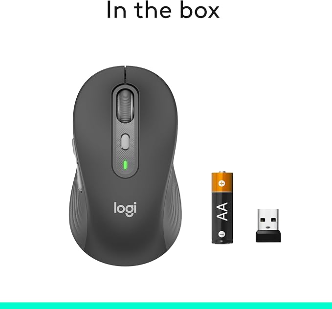 Logitech Signature Plus M750 L Wireless Mouse - for Large Hands SmartWheel Bluetooth Multi Device 24-Month Battery Silent Clicks Customizable Side Buttons Contoured Shape - Graphite