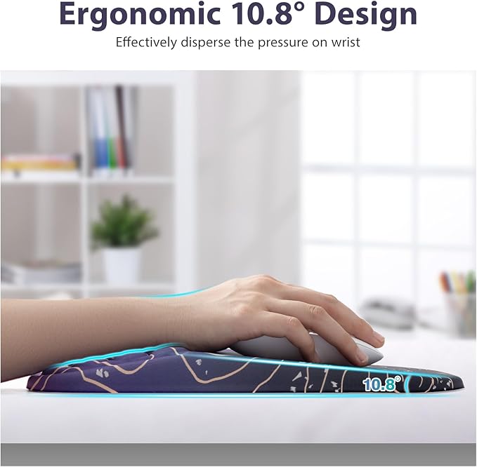 EYROZILL 3 in 1 Ergonomic Mouse Pad and Keyboard Wrist Rest Pad for Mouse and Keyboard Massage Design Non-Slip Mousepad Set with Wrist Rest for Desk (Purple)