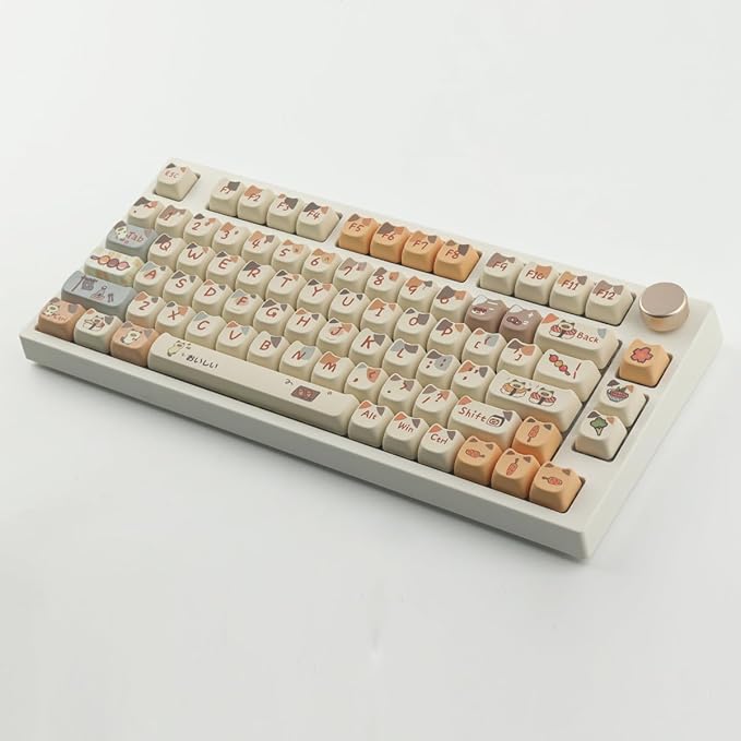 PBT Keycaps 144 Keys Cute Keycaps Dye-Sublimation Sushi Cat Keycap Mao Profile Custom Keycap for Cherry Gateron MX Swithes Mechanical Keyboards