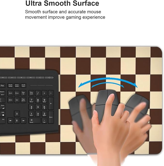 Brown Checkered Mouse Pad Large Desk Mat for Keyboard and Mouse Non-Slip Gaming Mousepad Office Desk Accessories for Computer 35.4x15.7Inch