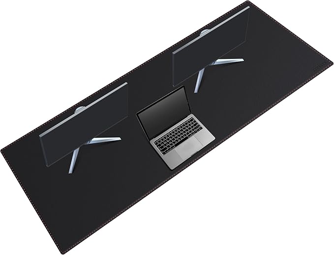 ZORESYN Extra Wide Office Desk Pad 74.8x27.6 Waterproof PU Leather Desk Mat with Non-Slip Base Large Writing Surface &amp Mouse Pad for Home Office Black