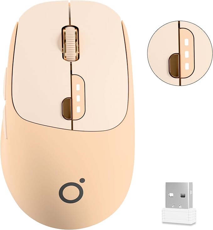 EWEADN Q5 Wireless Mouse Bluetooth &amp 2.4G Quiet Computer Mouses with Battery Level Display 1600 DPI Ergonomic Office Mouse 6 Button Portable Cute Computer Mouse for Laptop/PC/Mac - Pink