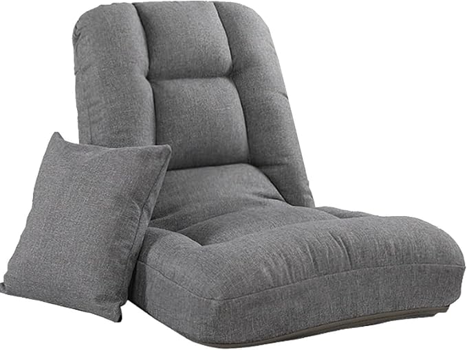 ELEFOCUS 5-Position Indoor Adjustable Floor Chair for Reading Folding Floor Gaming Chair with Back Support(/Gray B)