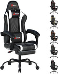 Ergonomic Gaming Chair with Footrest and Lumbar Massage Racing Office Chair High Back Computer Desk Chair with Headrest Pillow for Adults Video Game Chair for PC Gamer (1001-White)