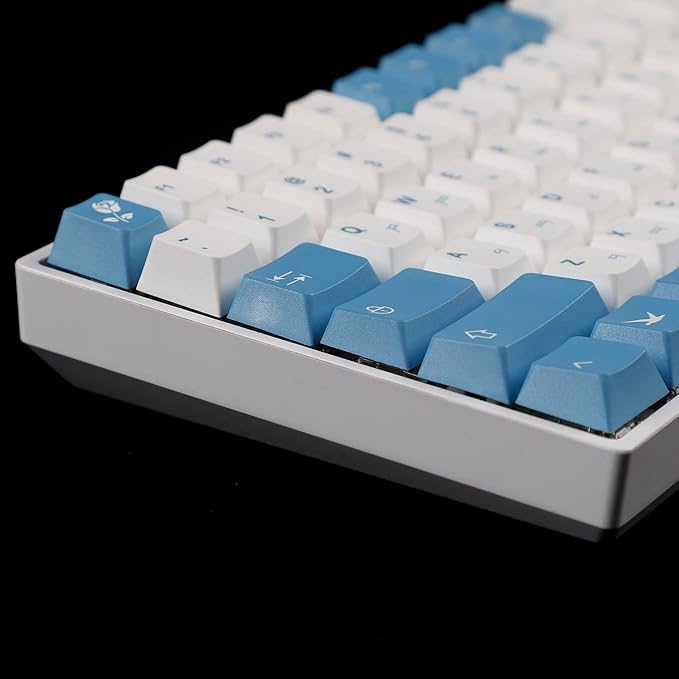 YMDK 143 Sea Fog Love Letter Cherry Profile Dye Sub Thick PBT 5 Sides Mac Keycaps Set for ANSI 104 87 61 96 75 GMMK NCR80 Mx Keyboard
