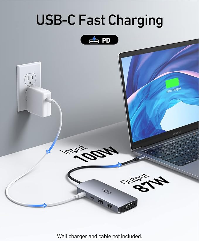 USB C Docking Station Dual HDMI Monitor Adapter Selore USB C Hub 3 Monitors with Dual HDMI Displayport VGA 100W PD Charging 3USB 2.0 Ports Adapter for Dell XPS HP Lenovo etc