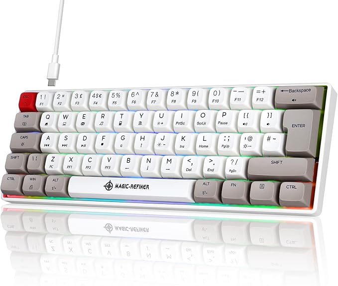 LexonElec 60% Mechanical Gaming Keyboard Blue Switches RGB Backlit Compact Mechanical Keyboard PBT Dye-Sub XDA Keycaps 62-Key Anti-Ghosting Mini Keyboard for Win/Mac/PS4/PC