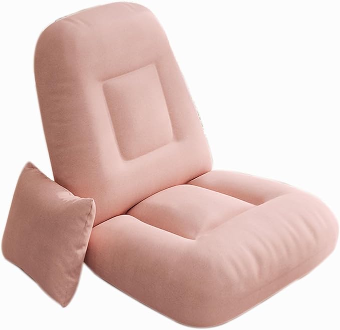 Folding Floor Gaming Chair Adjustable Memory Sponge Floor Chair with Back Support Lazy Sofa for Reading Game No Assembly Required(Pink)