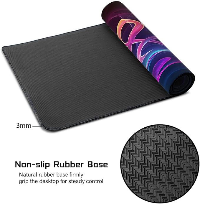 Purple Abstract Music Note Large Mouse Pad Gaming Mousepad Desk Mat for Desktop Computer Keyboard Waterproof Mouse Mat Desk Pad with Non-Slip Base for Game School Office Home 35.4 x 15.7