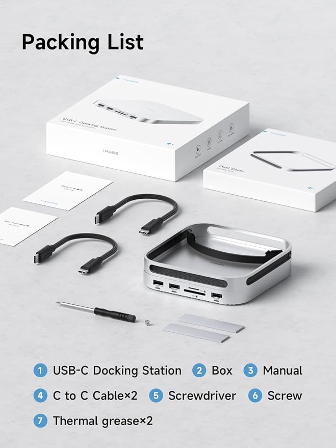 Hagibis Mac mini M4 Hub with 40Gbps M.2 SSD Enclosure &amp Dustproof Stand Dual USB-C Docking Station with NVMe SSD Case SD4.0 Micro SD 4.0 10Gbps USB3.2 for Mac mini M4 Pro (MC650)