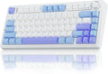 AULA F75 75% Wireless Mechanical Keyboard Hot Swappable Creamy Keyboard Pre-lubed Star Vector Switches RGB Backlit Gaming Keyboards 2.4GHz/Type-C/BT5.0(White&ampBlue&ampPurple)