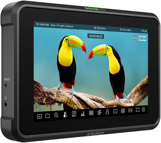 Atomos Shinobi 7 RX 7-inch HDR Monitor Bundle with Universal Power Kit and Cold Shoe Mount (3 Items)