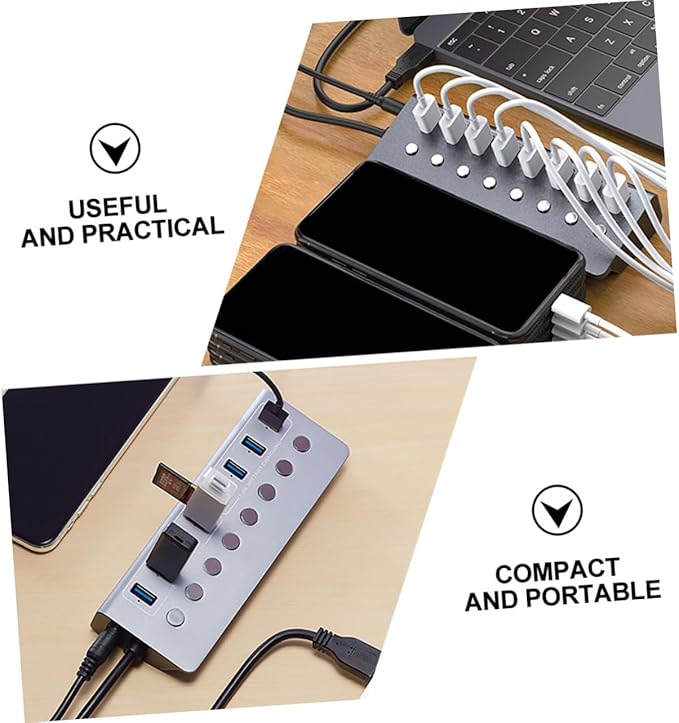 1pc USB Hub Ports USB Splitter Charging Port Compact Multi-Functional for Laptops and Portable Design for Travel and Work