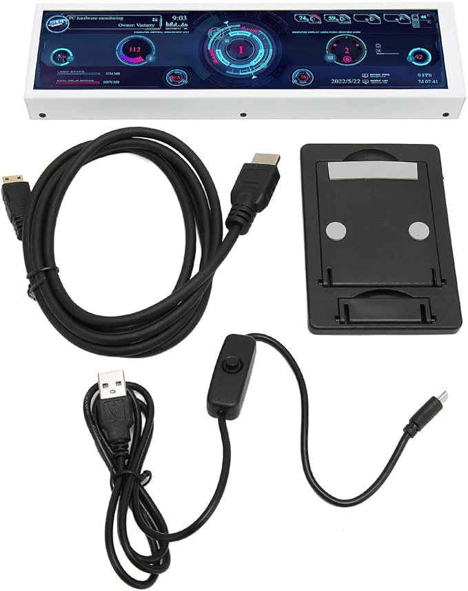 Pomya PC Sensor Panel Display 8.8 Inch CPU Hardware Temperature Monitor External Expansion Display PC CPU Data Monitor for PC Computer Case Secondary Screen