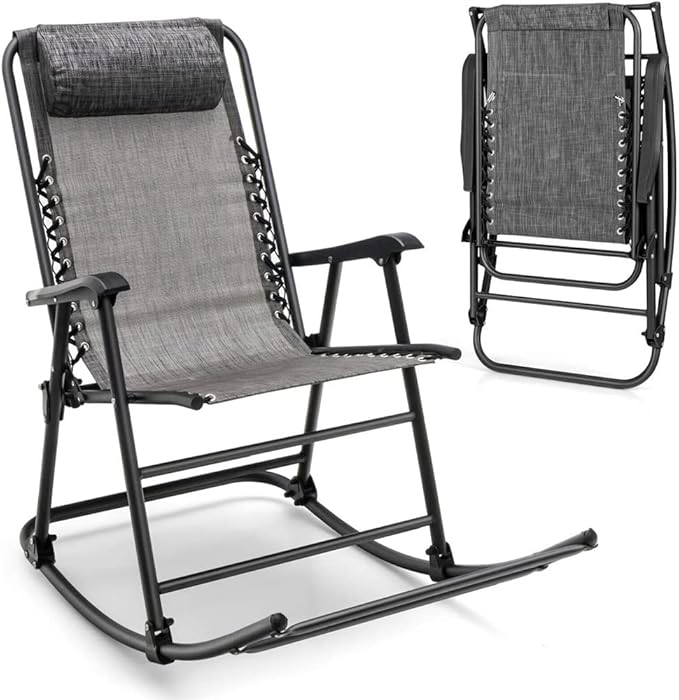 Office Chair Gaming Chair Computer Chair Patio Camping Rocking Chair Folding Rocking Chair Footrest Blue