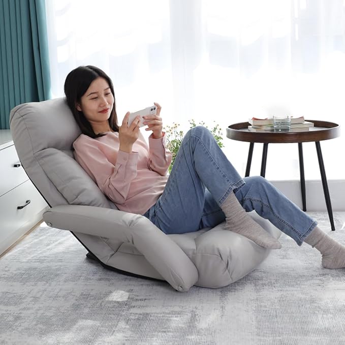 BTZHY Floor Chair Floor Chair Foldable Sleeper Chair 5-Way Adjustable Floor Chair Adults with Armrest Lazy Sofa Meditation Chair Window Chair for Reading Living Room Bedroom Indoor(/Gray)