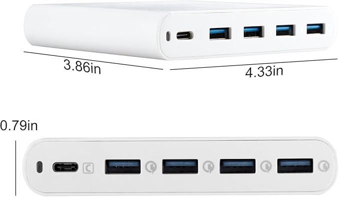 KAMERA USB C Laptop AC Charger 80W 5-Port Type-C Power Adapter for Apple MacBook Pro 2015/2016 HP Spectre Chromebook Plus 4 QC3.0 USB Ports for Galaxy iPhone iPad and More - KA4U1PD