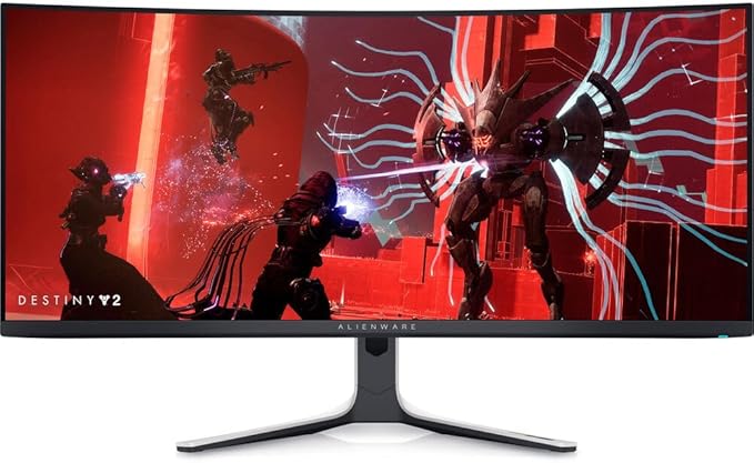 Dell Alienware AW3423DW 34.2″ QD-OLED 1440p HDR 175Hz Curved Gaming Monitor (Lunar Light) | G-SYNC Ultimate UltraWide Display + DisplayPort Cable + Headphone Extender + HDMI Cable + Cleaning Kit