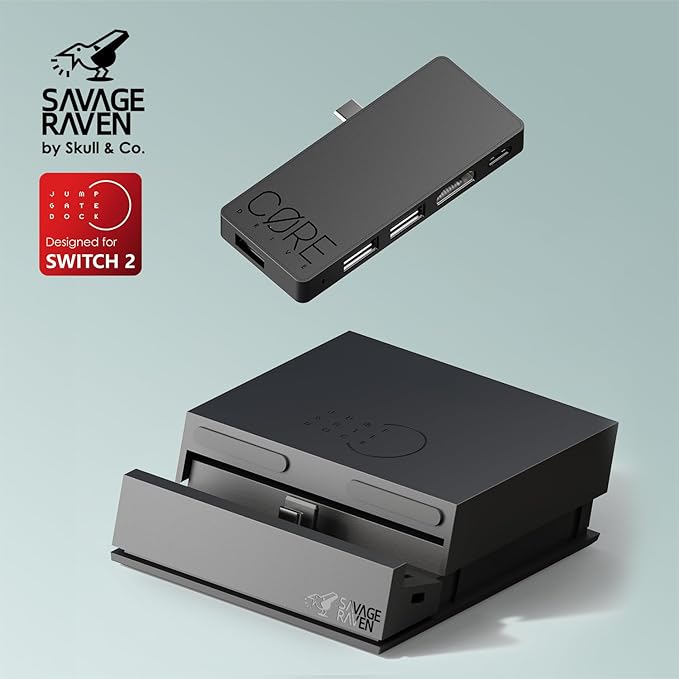 by Skull &amp Co. Jumpgate Pro: Portable Dock Station with Detachable USB Hub Adapter for Switch 2(2025) /Switch OLED (2021)/Switch (2017) and Macbook HDMI2.1 8k@30Hz or 4K@120Hz USB3.0 Port