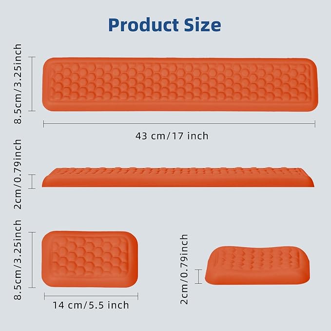 Keyboard Mouse Wrist Rest Pad Comfort Memory Foam Wrist Rest with Non-Slip Silicone Base Leather Surface Ergonomic Keyboard Mouse Wrist Support for Typing Pain Relief (Hermes Orange)
